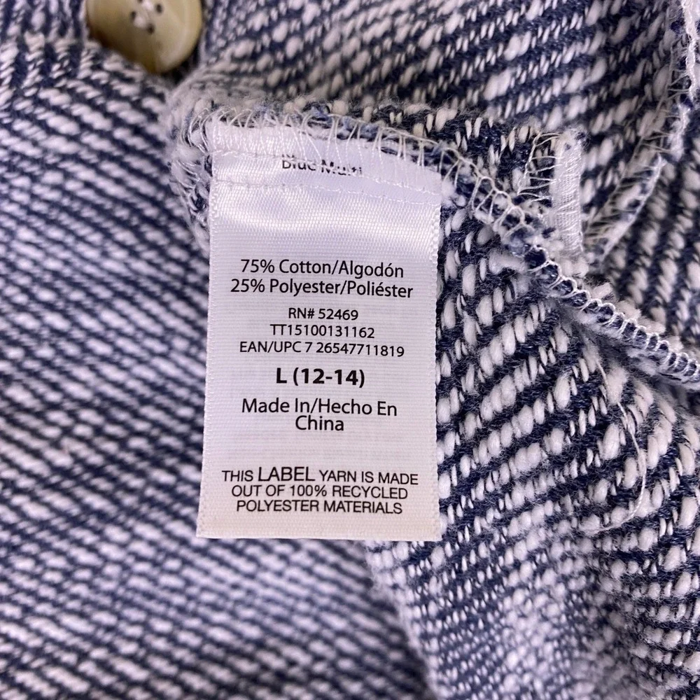 Time‎ and Tru Shacket Shirt Jacket Men's Large 12-14 Blue White Marled Cotton